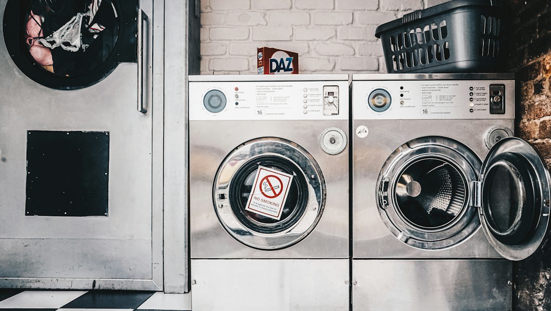 Pair of front-loading laundry machines