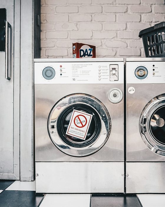Pair of front-loading laundry machines